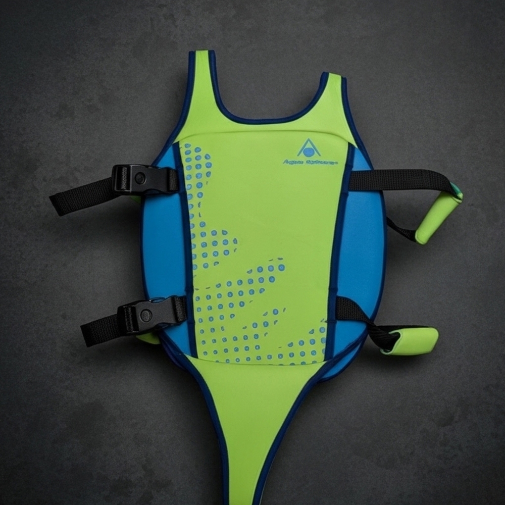 Aqua Adventure Kids Swim  Vest One Piece - Neon Green and Blue